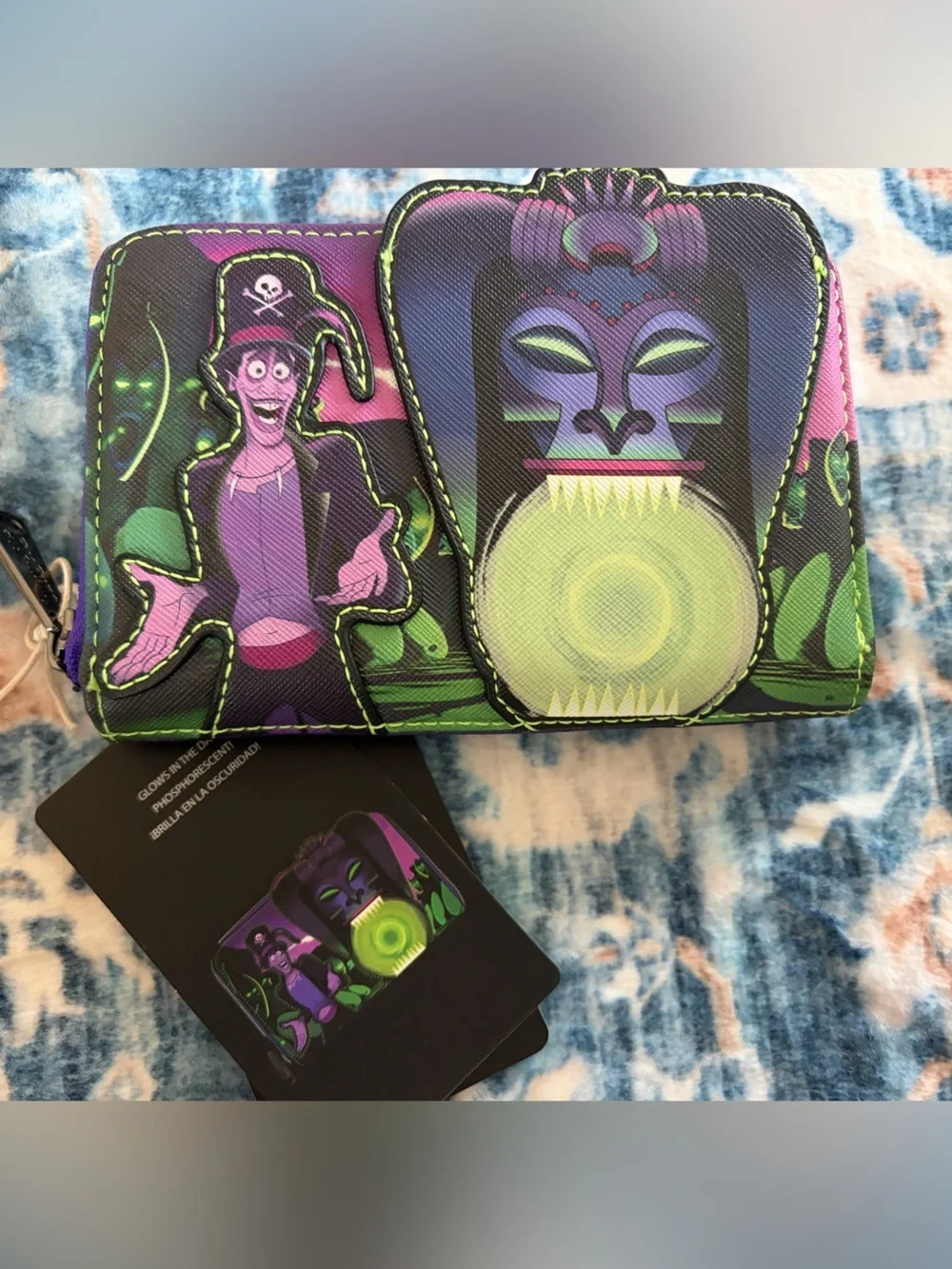 Loungefly Neon Dr Facilier Glow Zip Wallet - Purple, Green, Black